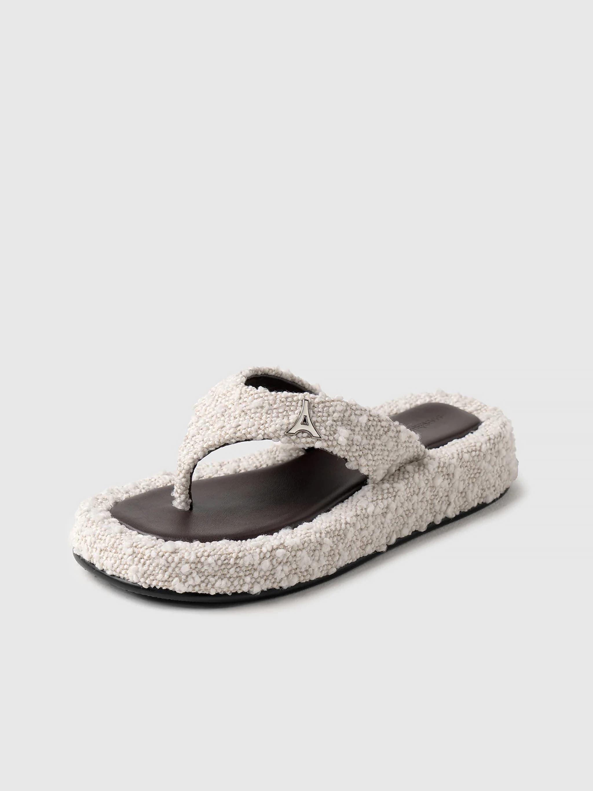 Manière De Voir Rosalie Boucle Flatform Sandals, Alternate, color, Off White/Brown