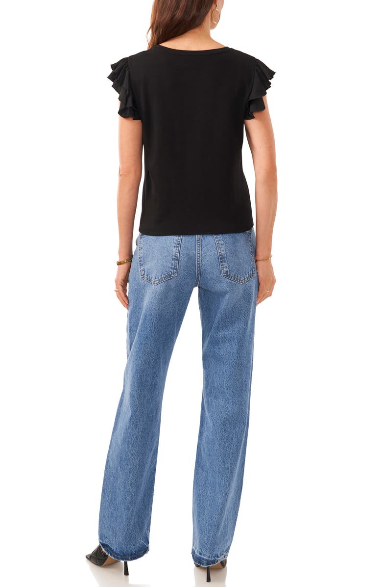 Vince Camuto Tiered Ruffle Sleeve Cotton Blend Top, Alternate, color,