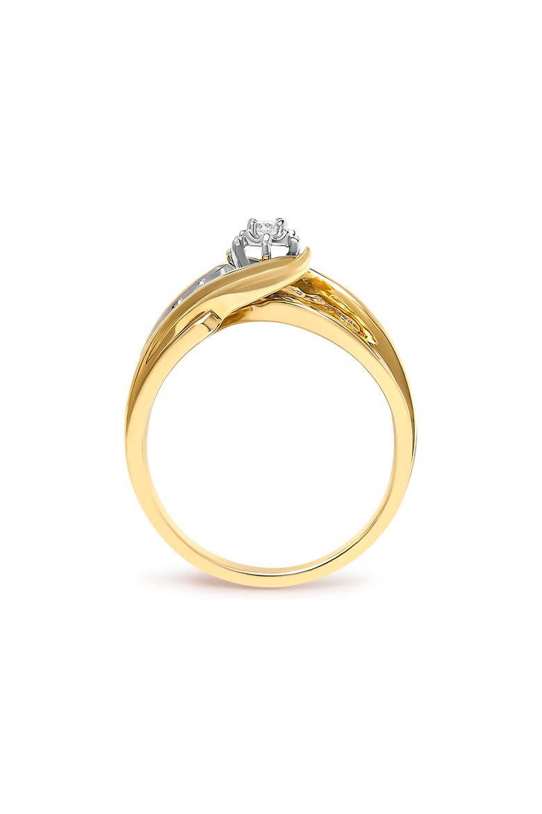 14K Yellow Gold 1/4 Cttw Round Diamond Wave Motif Bypass Ring, Alternate, color, Yellow Gold