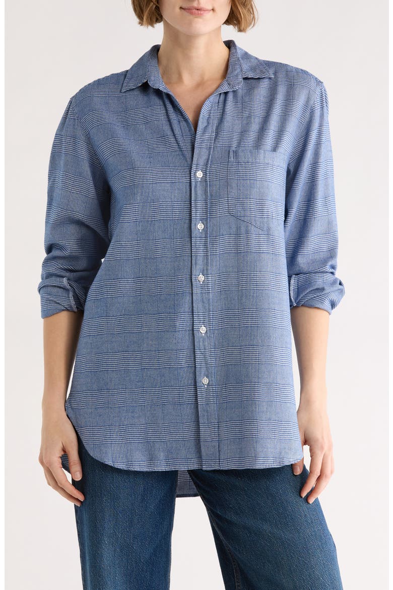 Relaxed Fit Cotton Button-Up Shirt, Main, color, BLUE GREY PLAID