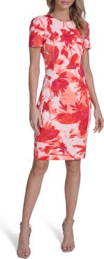 Calvin Klein Floral Sheath Midi Dress