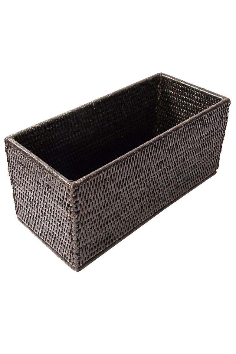 Rectangular Rattan Everything Basket, Alternate, color, Tudor Black