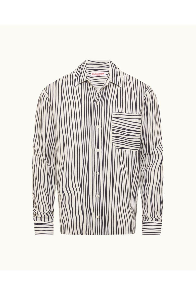 Grasmoor Linen Relaxed Fit Linen Stripe Shirt, Alternate, color, White Sand/Night Iris