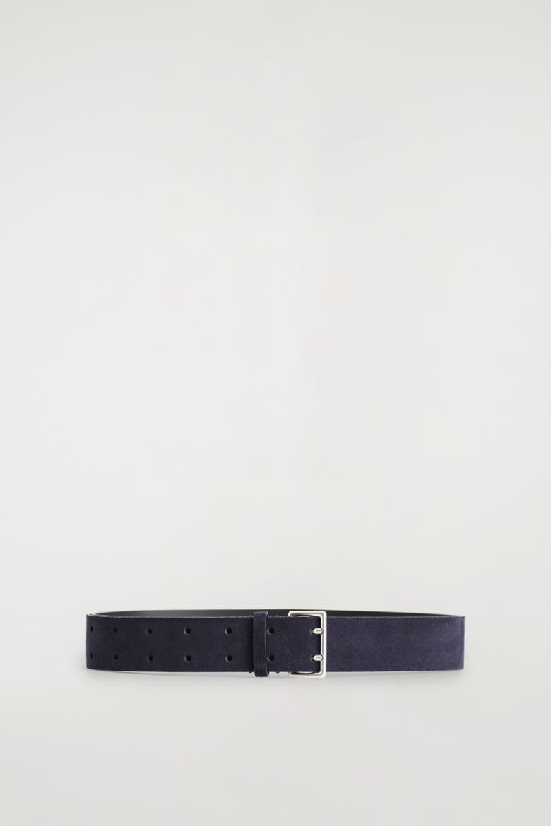 Double-Prong Suede Belt, Alternate, color, NAVY