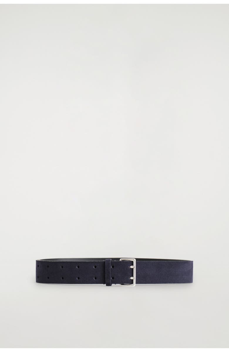 COS Double-Prong Suede Belt, Alternate, color, Navy