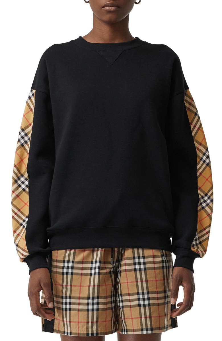 Burberry Bronx Check Sleeve Sweatshirt, Main, color, 