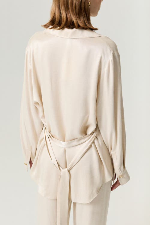 Nocturne Belted Shirt With Statement Buttons In Neutral