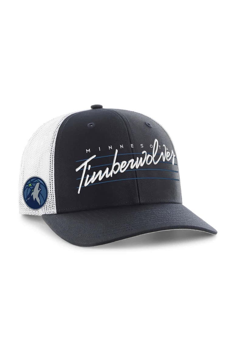 Men's '47 Navy Minnesota Timberwolves Downburst Trucker Adjustable Hat, Main, color, Navy