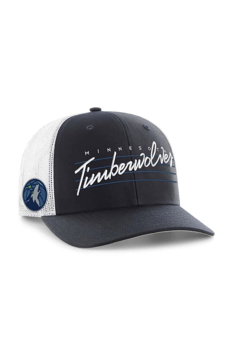 '47 Men's '47 Navy Minnesota Timberwolves Downburst Trucker Adjustable Hat, Main, color, Navy