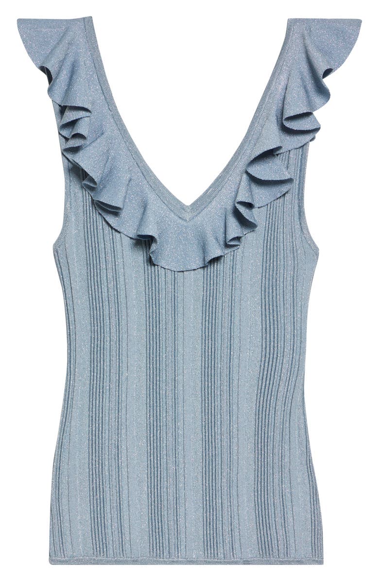 Zimmermann Aster Metallic Frill Sweater Tank, Alternate, color, Metallic Blue