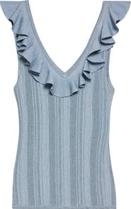 Zimmermann Aster Metallic Frill Sweater Tank