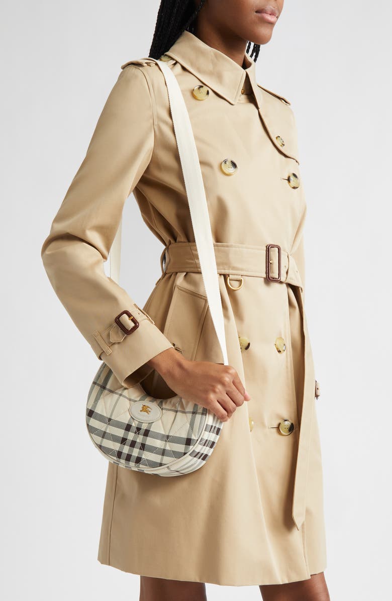 Burberry Horseshoe Check Quilted Twill Crossbody Bag, Alternate, color, Light Beige