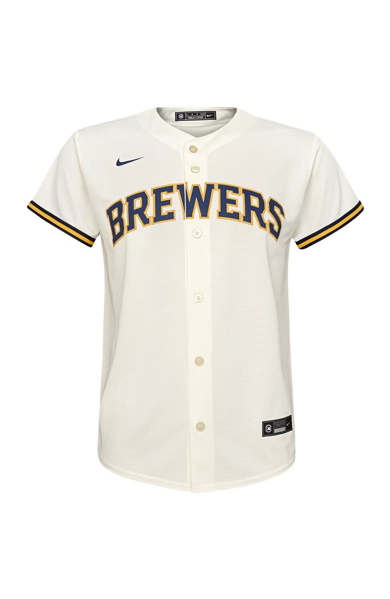 Nike Youth Nike Cream Milwaukee Brewers Home Replica Team Jersey, Alternate, color,