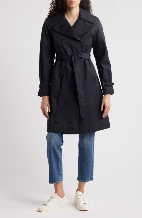 Via Spiga Water Resistant Cotton Blend Trench Coat in Navy 