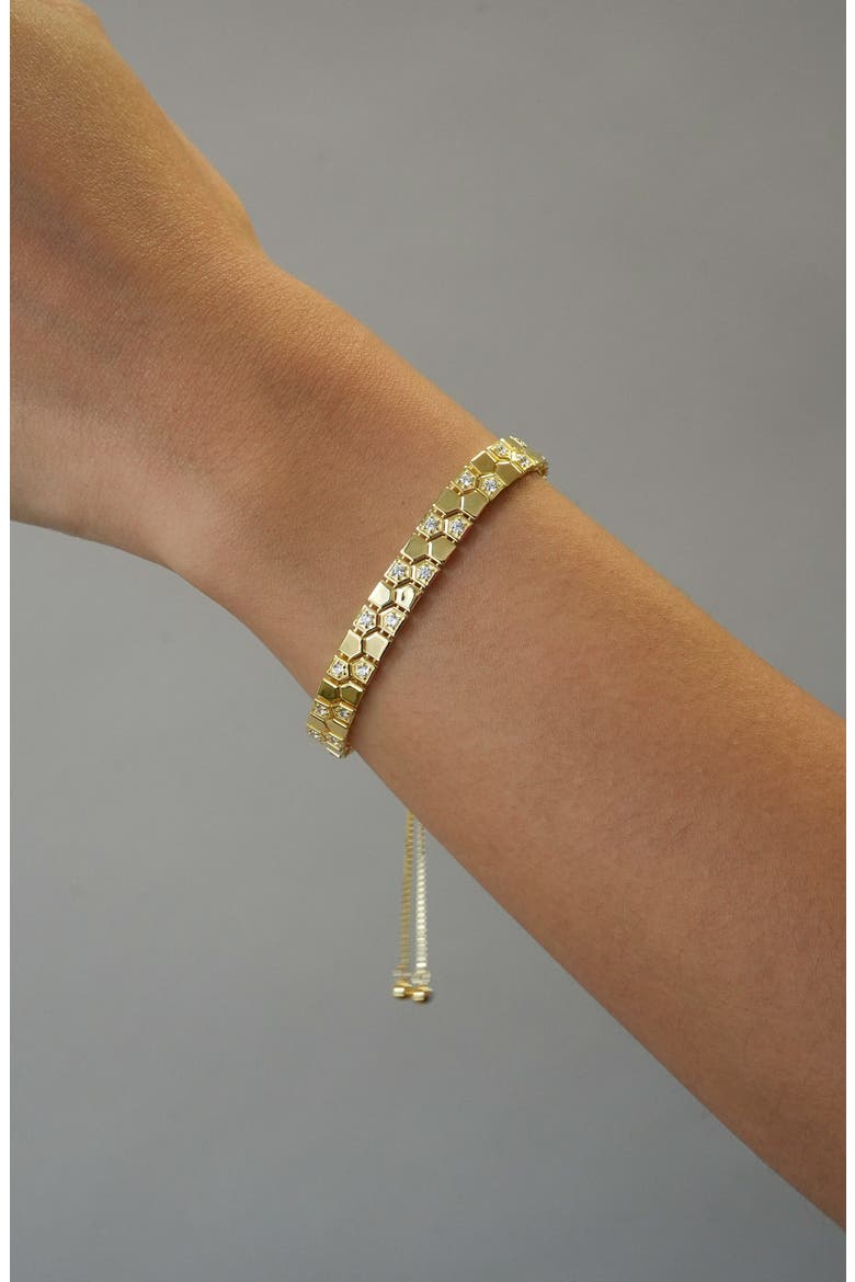 Double Row Cubic Zirconia Slider Bracelet, Alternate, color, GOLD
