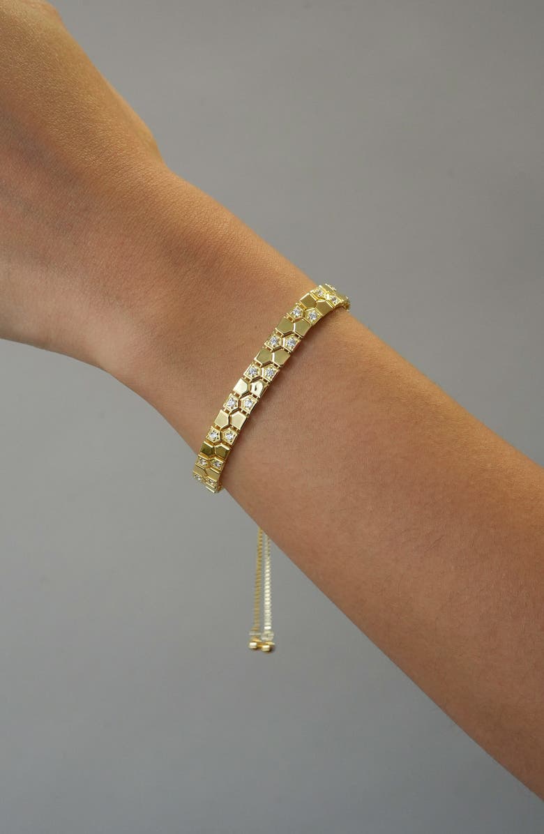 Argento Vivo Sterling Silver Double Row Cubic Zirconia Slider Bracelet, Alternate, color, Gold