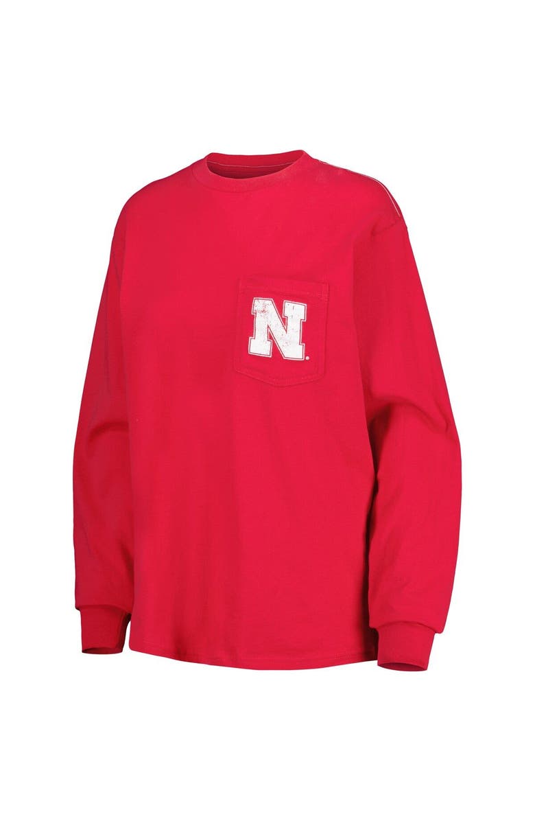 LEAGUE COLLEGIATE WEAR Women's League Collegiate Wear Scarlet Nebraska Huskers Oversized Pocket Long Sleeve T-Shirt, Alternate, color, 
