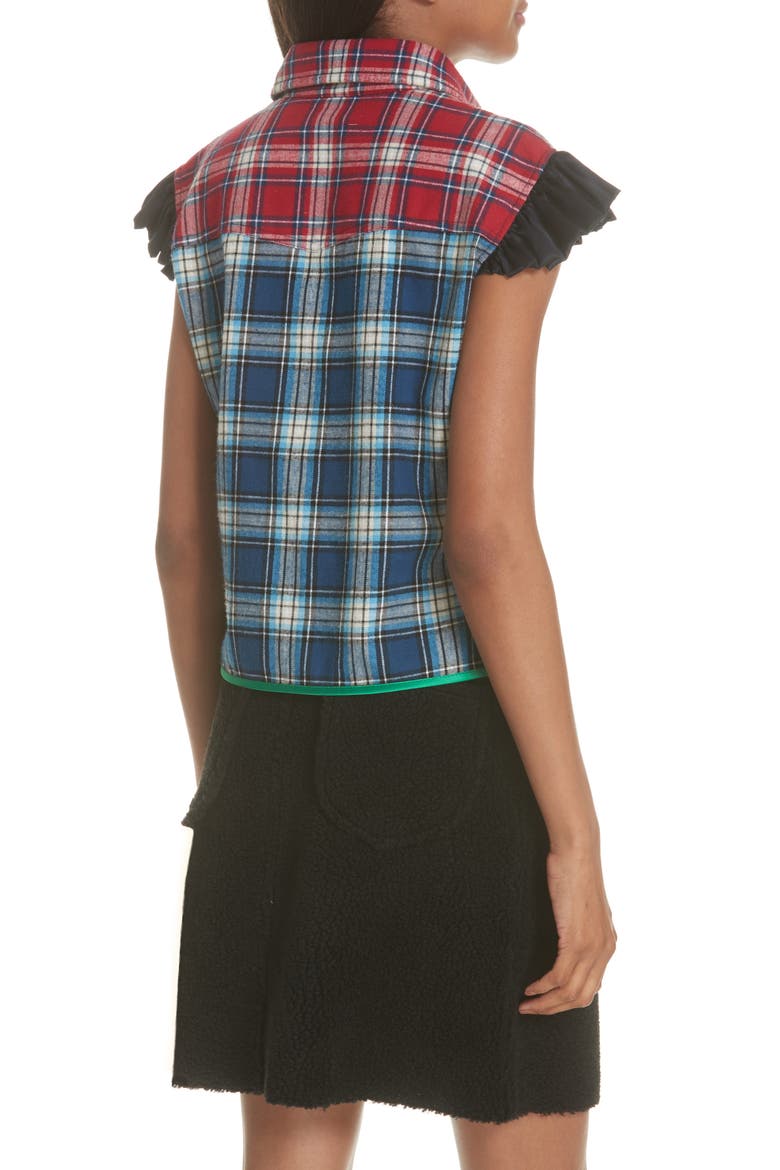 Mixed Plaid Flannel Blouse, Alternate, color, RED