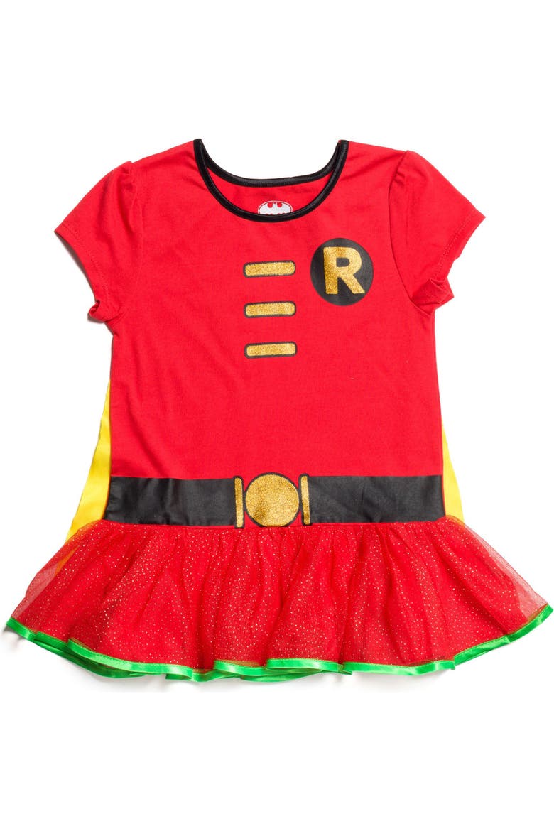 Justice League Robin Costume Tee, Cape and Leggings Set, Alternate, color, Robin Red Green