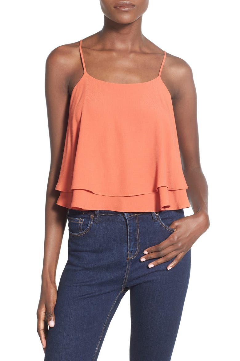 ASTR Back Lace-Up Camisole, Main, color, RUST