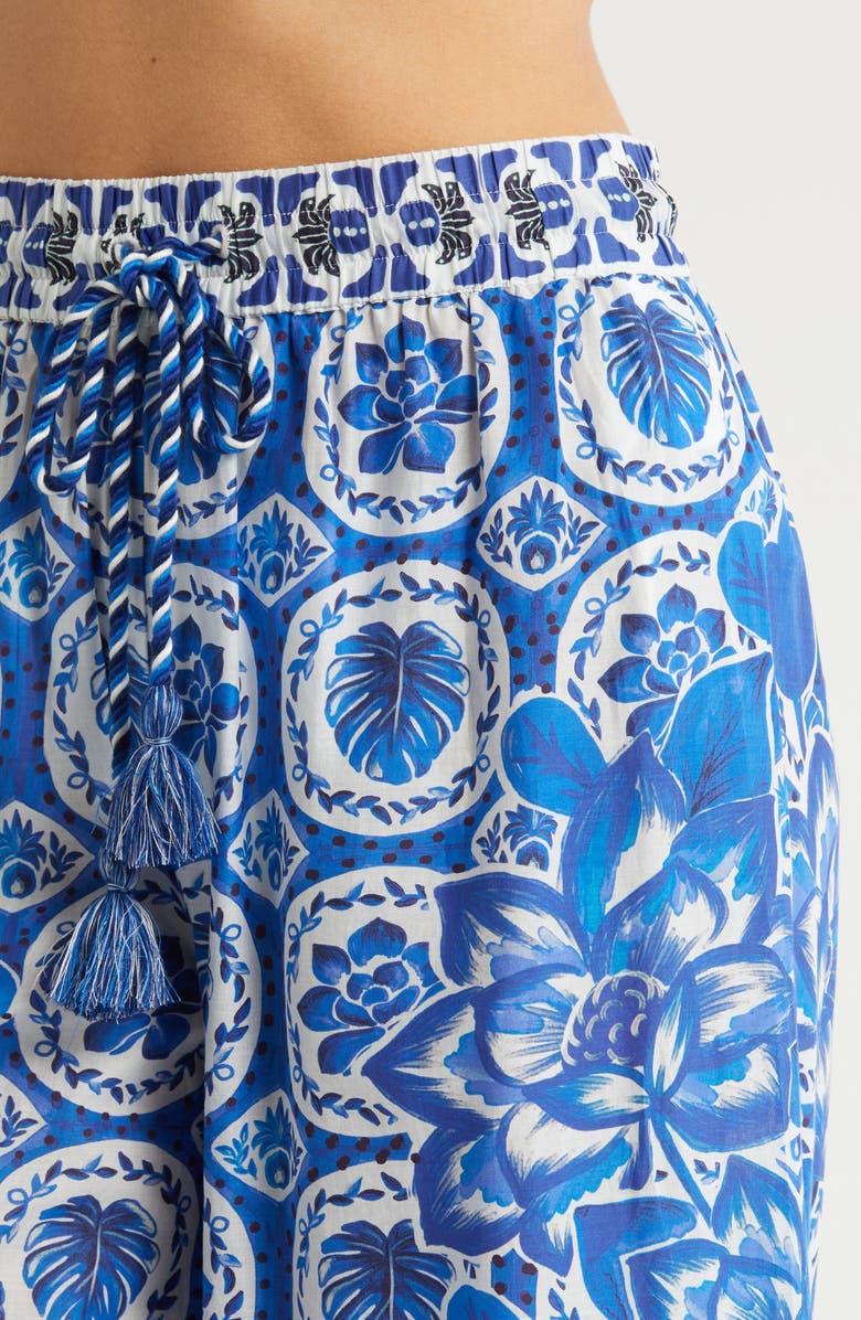 FARM Rio Tile Dream Wide Leg Cover-Up Cotton Pants, Alternate, color, 