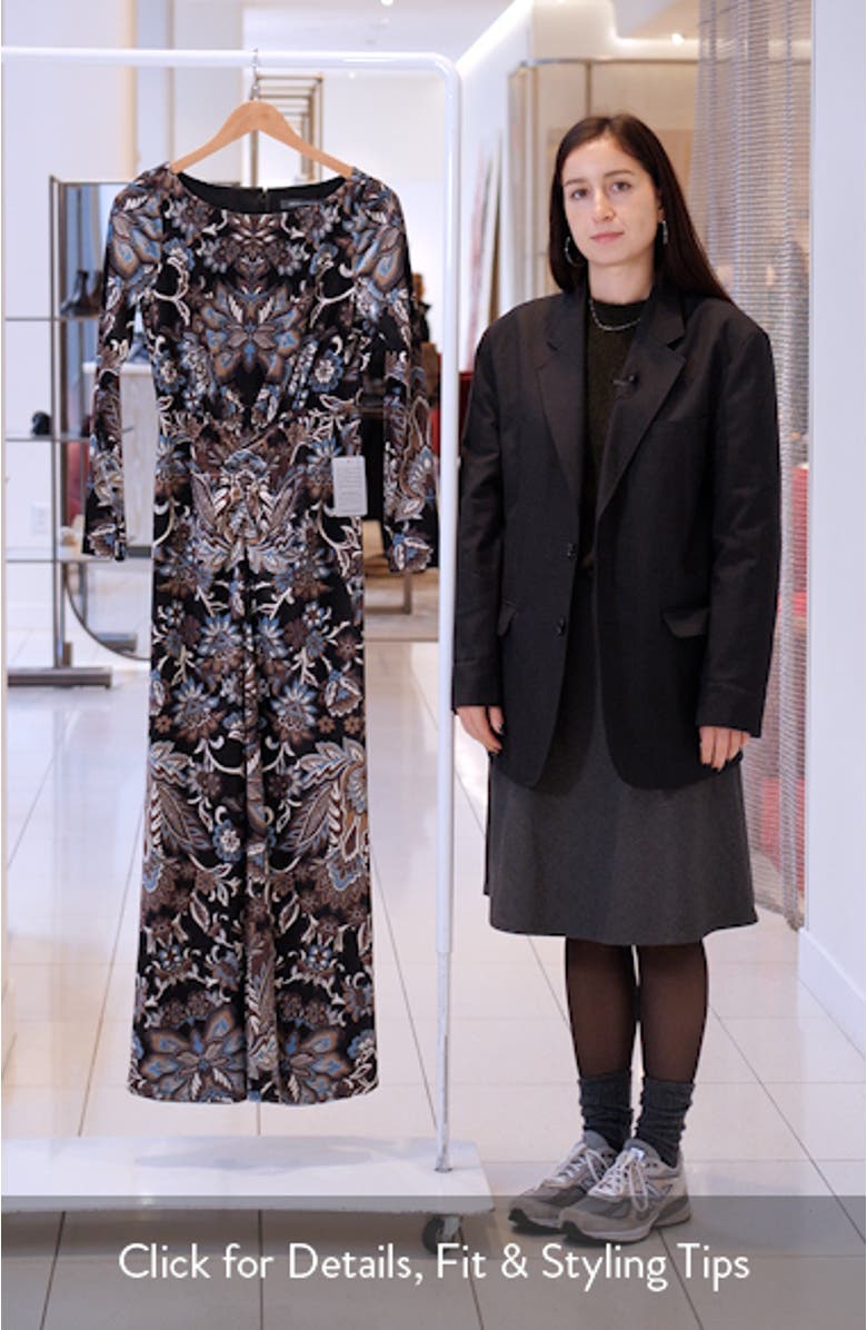 Paisley Floral Long Sleeve Gown, sales video thumbnail