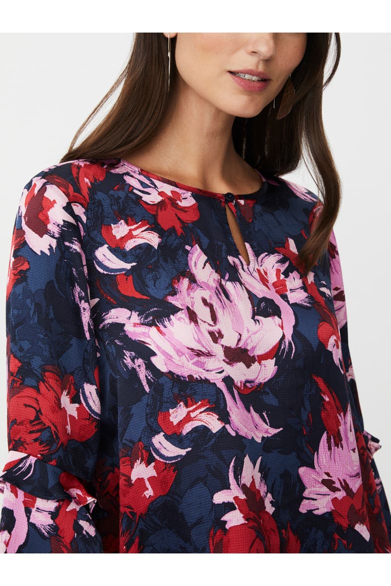 MaBimelda Keyhole Detail Floral Top, Alternate, color, Scarlet Sage