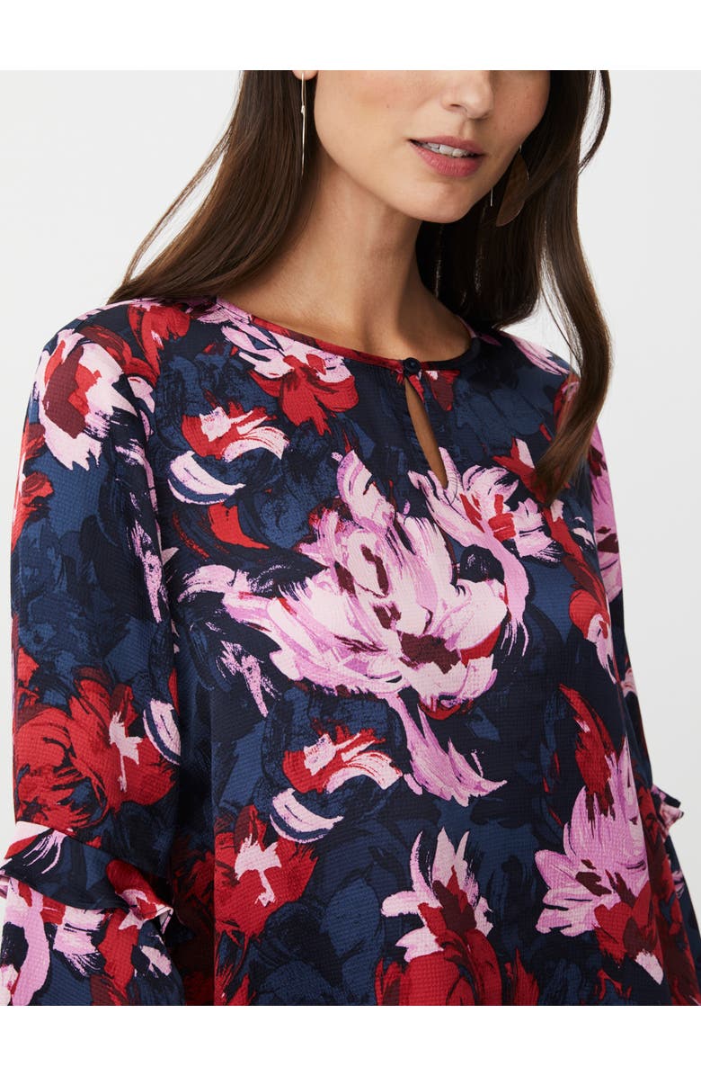 Masai Copenhagen MaBimelda Keyhole Detail Floral Top, Alternate, color, Scarlet Sage