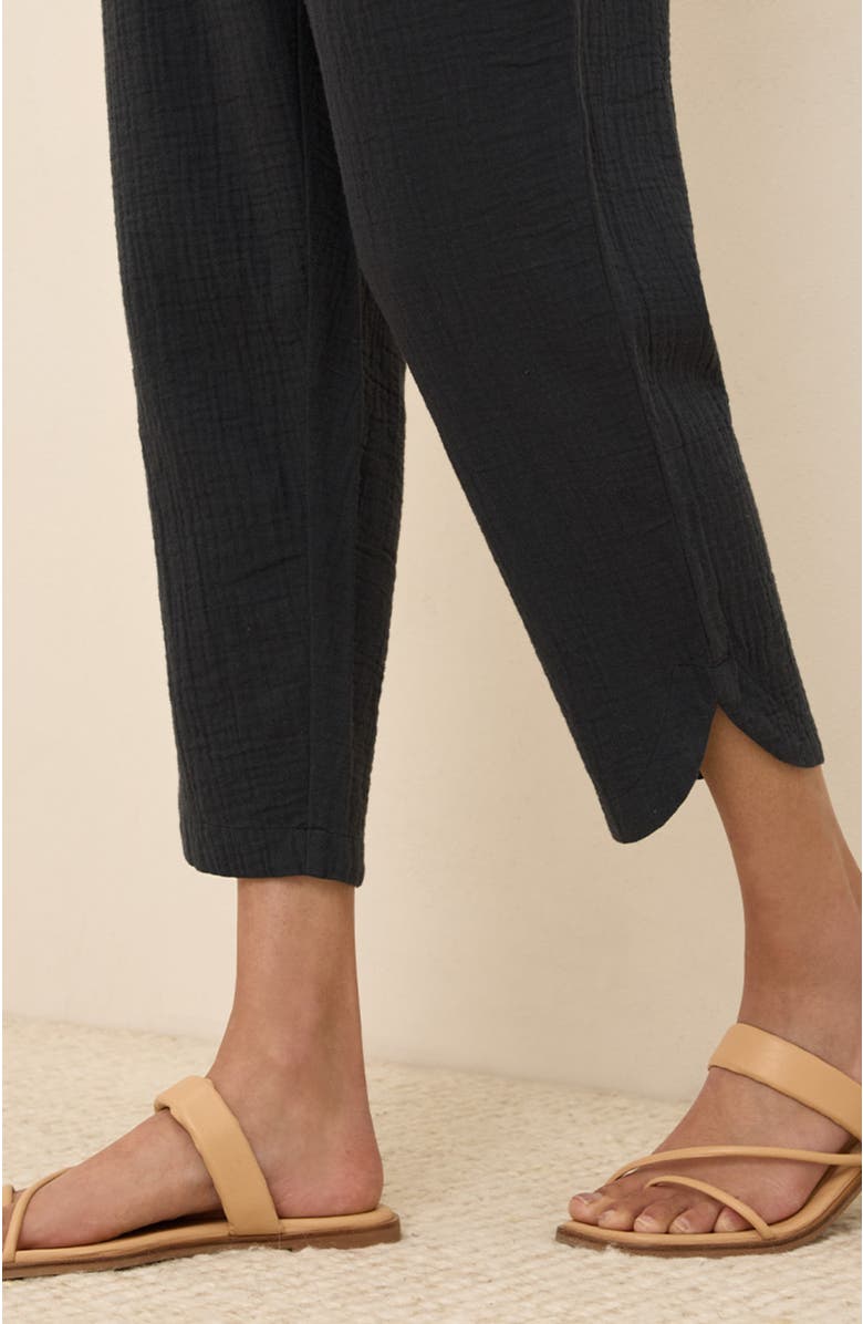 Pact Organic Cotton Coastal Double Gauze Tapered Pull-On Pant, Alternate, color, Black