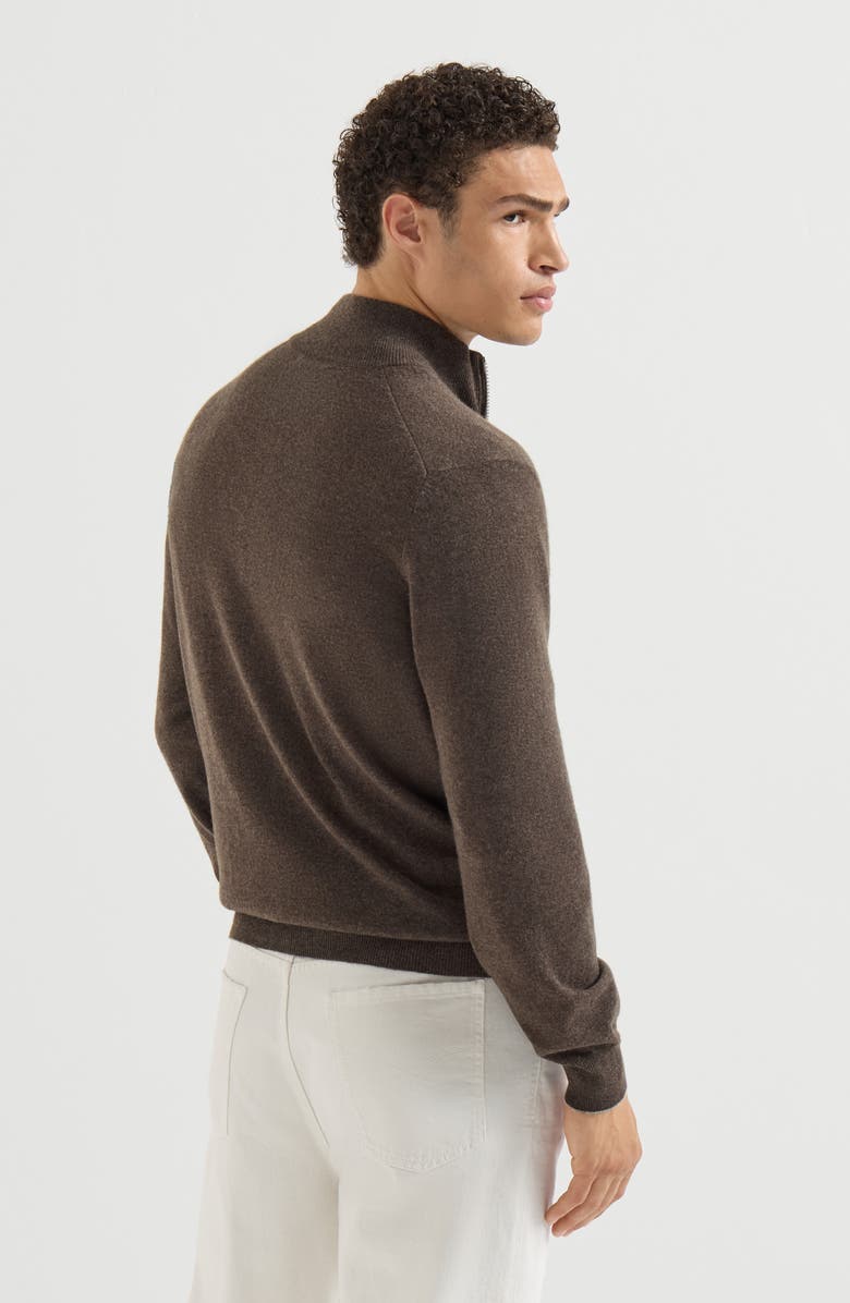 Brunello Cucinelli Cashmere high-neck cardigan with zipper, Alternate, color, Light Grey