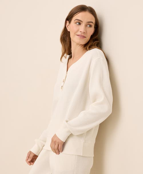 Pact Thermal Waffle Henley Pullover In White