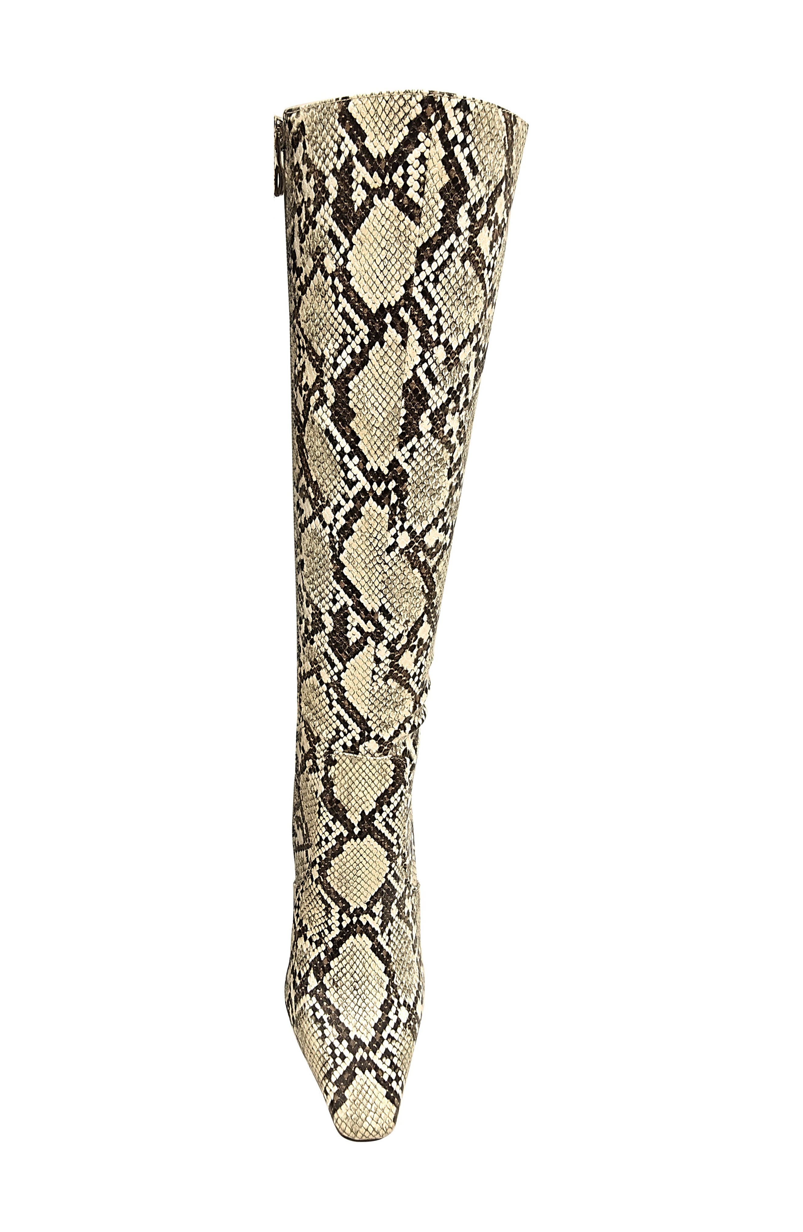 Viva Snake-Embossed Knee High Boot, Alternate, color, NATURAL SNAKE