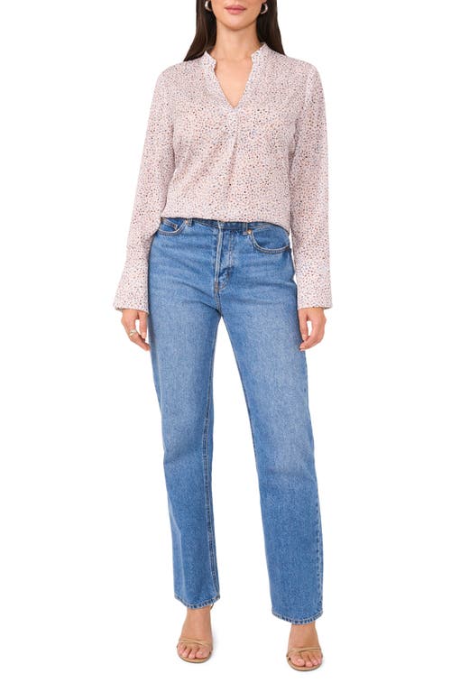 VINCE CAMUTO VINCE CAMUTO DOT PRINT V-NECK SPLIT CUFF TOP