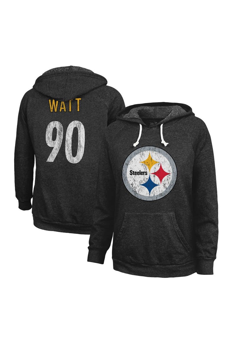 Majestic Threads Women's Majestic Threads T.J. Watt Black Pittsburgh Steelers Name & Number Tri-Blend Pullover Hoodie, Main, color,