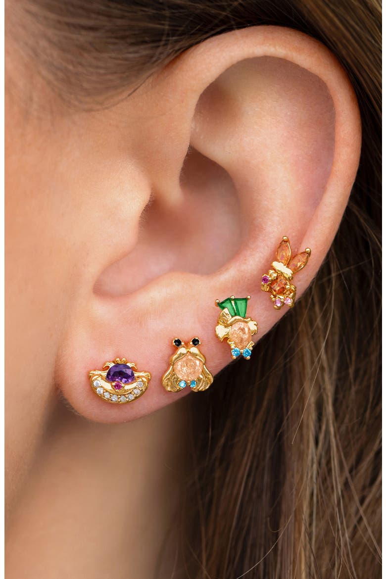 Disney Alice In Wonderland Stud Earrings Set, Alternate, color, GOLD