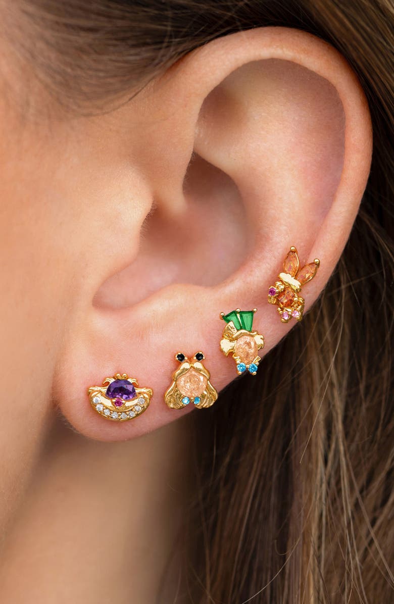 Girls Crew Disney Alice In Wonderland Stud Earrings Set, Alternate, color, Gold