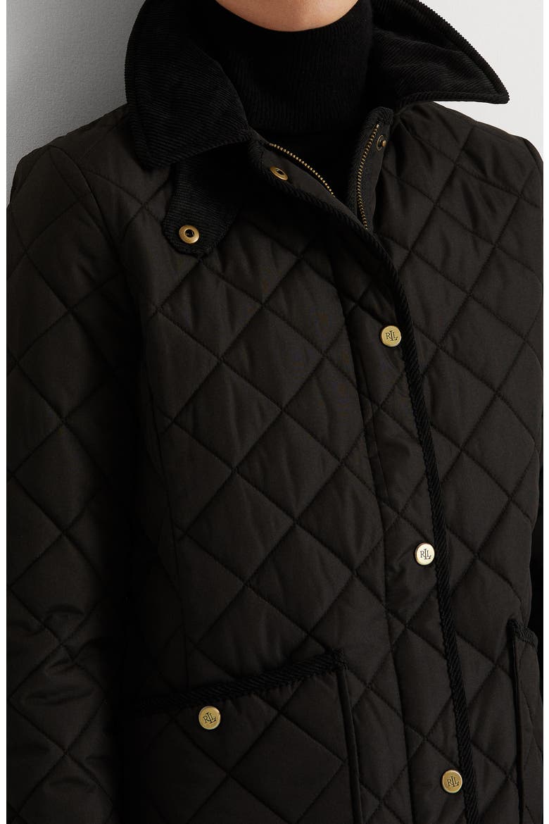 Snap Front Quilted Jacket, Alternate, color, BLACK
