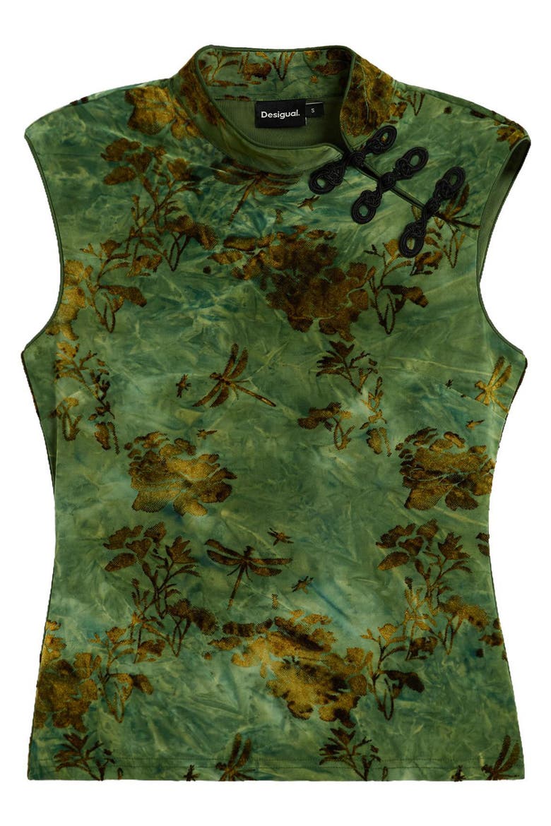 Mandarin Collar Sleeveless Top, Alternate, color, GREEN