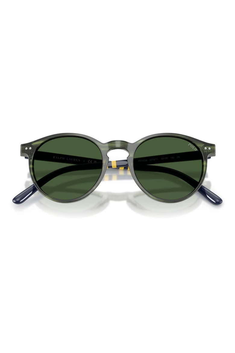 50mm Round Sunglasses, Alternate, color, SHINY STRIPED GREEN HAVANA