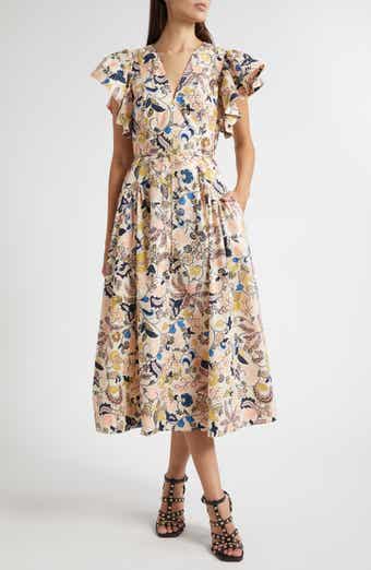 Ulla Johnson Darya Paisley Floral Flutter Sleeve Cotton Dress