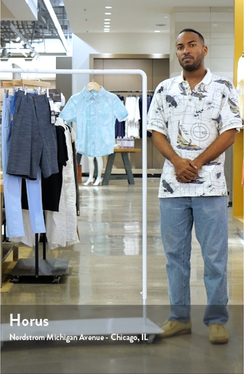 Kids' Short Sleeve Stretch Button-Down Shirt, sales video thumbnail