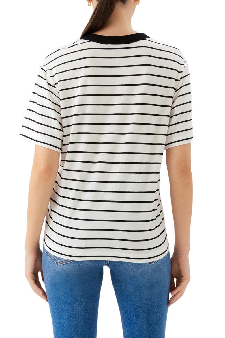 Stripe Cotton Blend T-Shirt, Alternate, color, OFF WHITE/ BLACK