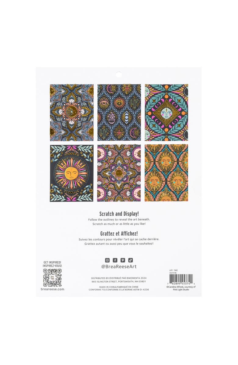 Brea Reese Scratch Art Paper Pad Moon & Sun 6 Designs, Alternate, color, 