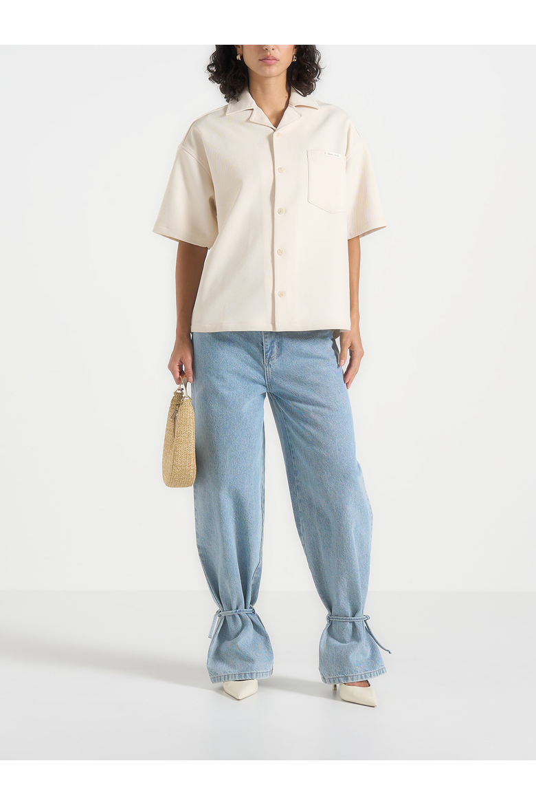 Brook Unisex Signature Twill Boxy Shirt, Main, color, Cream