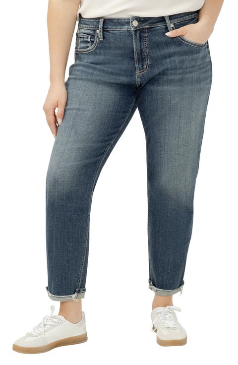 Mid Rise Slim Boyfriend Jeans (Bobbie) (Plus)