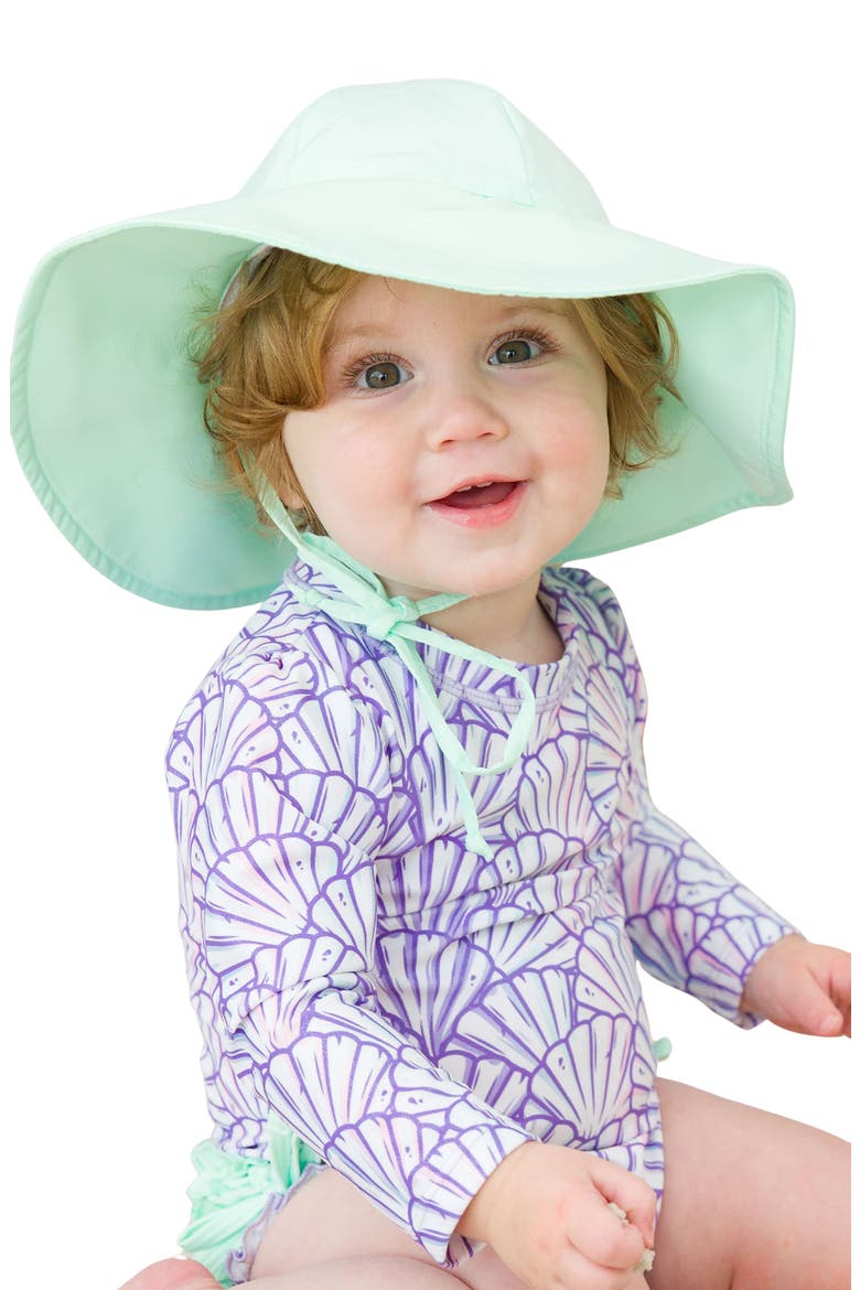 Magical Mermaid Long Sleeve One-Piece Rashguard Swimsuit & Hat Set, Alternate, color, PURPLE