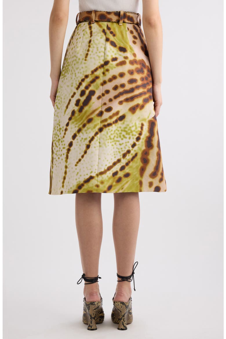Sheraz Leopard Orchid Print Belted Midi Skirt, Alternate, color, OLIVE