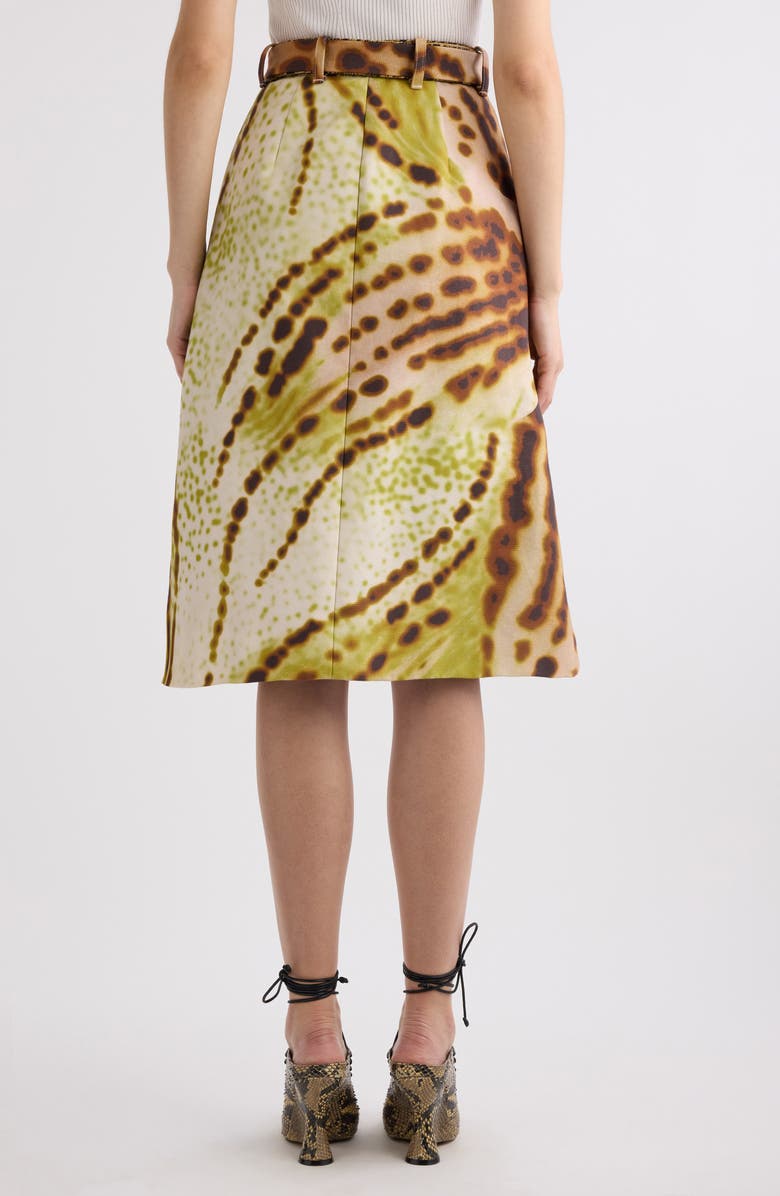Dries Van Noten Sheraz Leopard Orchid Print Belted Midi Skirt, Alternate, color, Olive