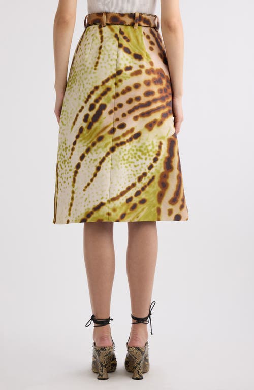 Dries Van Noten Pleated High Waist Skirt With Front And Back Pockets In Olive