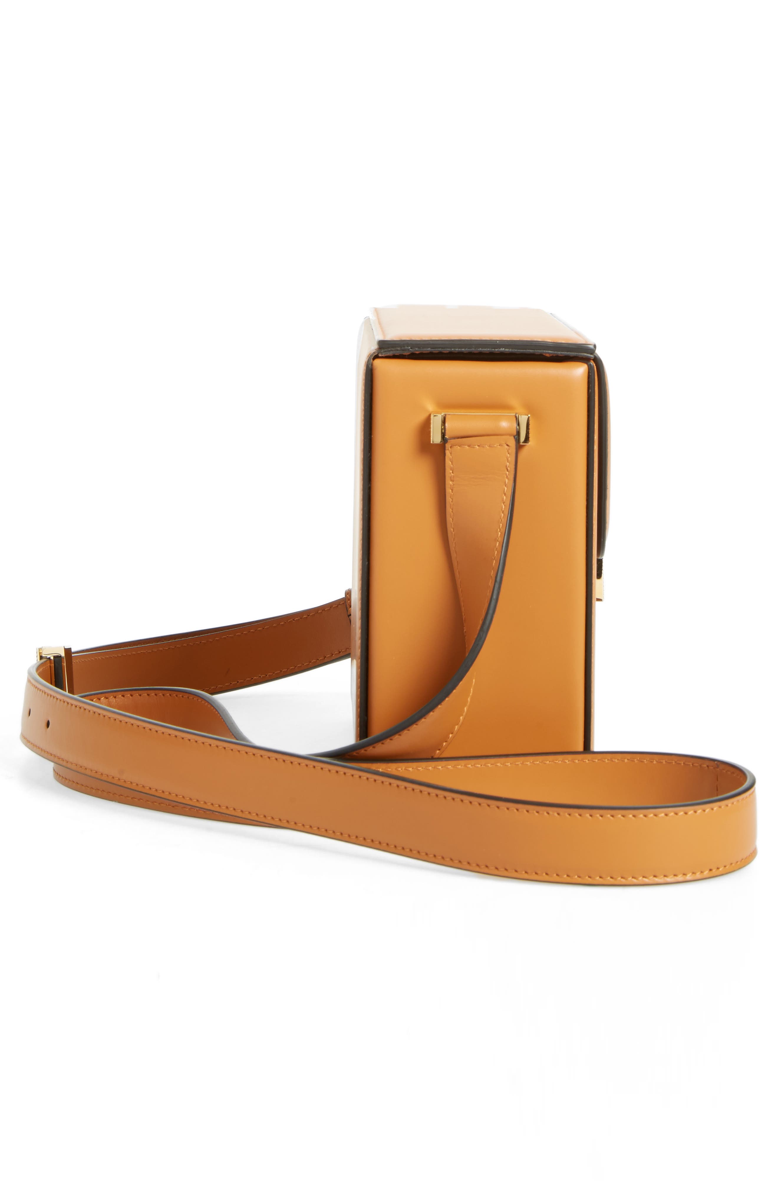 Vanity Calfskin Leather Box Bag, Alternate, color, MUSTARD